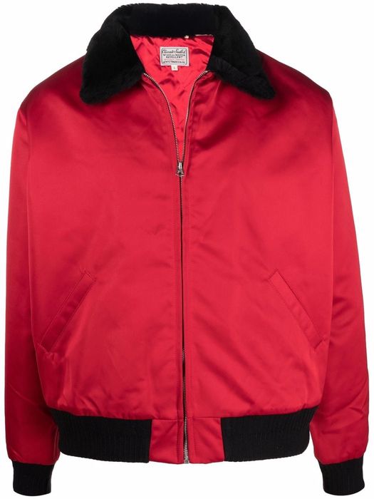 Levi's: Made & Crafted contrast-collar zip-up bomber jacket - Red