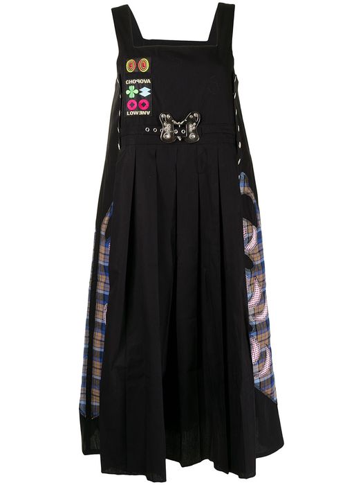 Chopova Lowena Robyn logo-patch butterfly-buckle long dress - Black