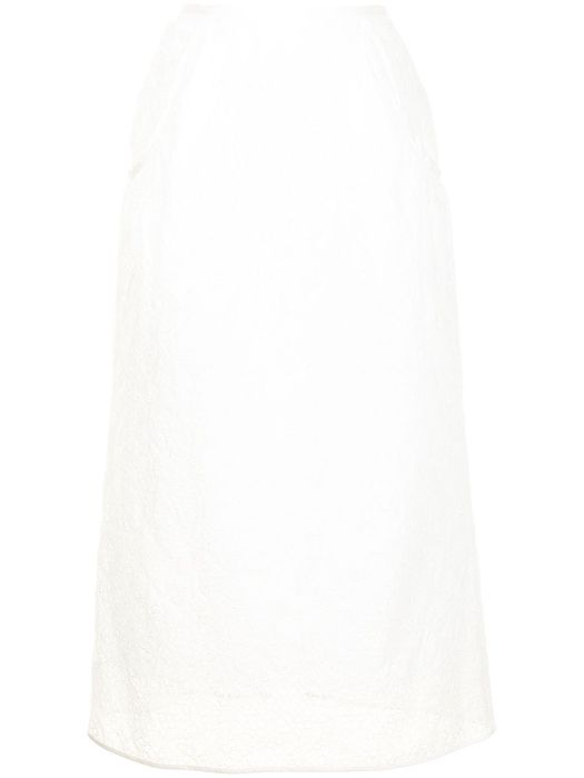 Mame Kurogouchi embroidered lace cotton skirt - White