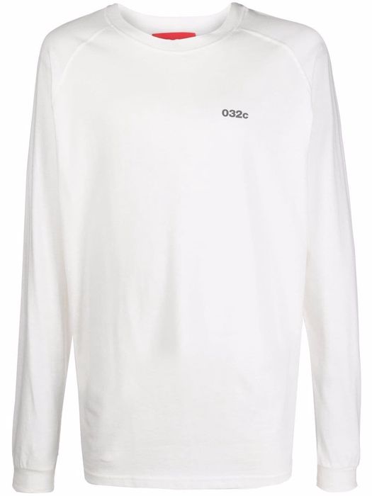 032c logo-print organic cotton long-sleeve T-shirt - White