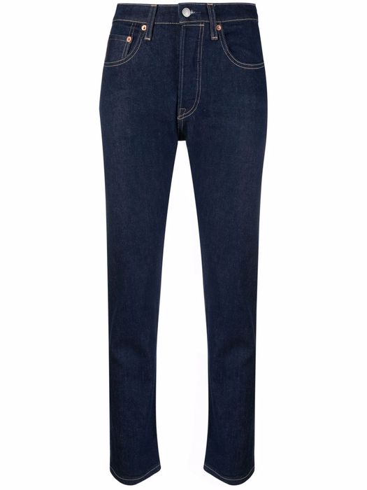Levi's: Made & Crafted cropped slim-fit jeans - Blue