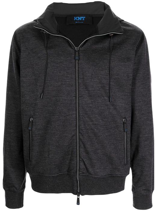 Kiton concealed-hood zip-up jacket - Grey