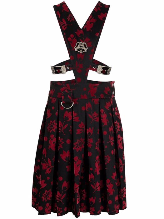 Chopova Lowena floral print pleated suspender dress - Red