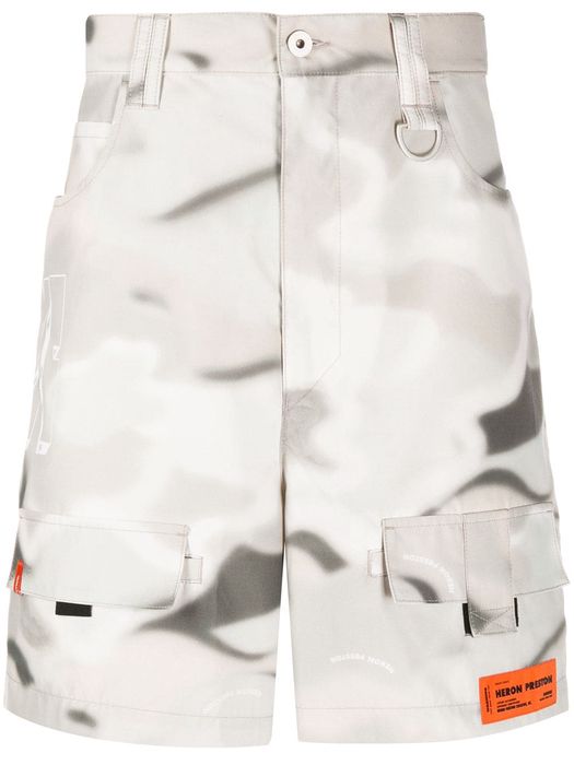 Heron Preston abstract print cargo shorts - Neutrals
