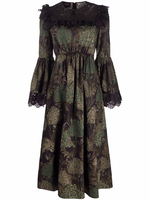 Giambattista Valli appliqué-detail long-sleeve dress - Green