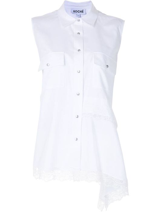 Koché asymmetrical sleeveless blouse - White