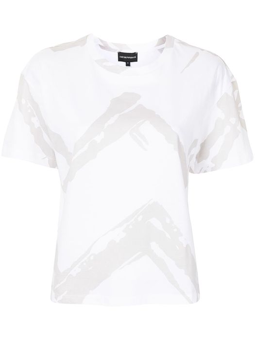 Emporio Armani abstract-print cotton T-Shirt - White