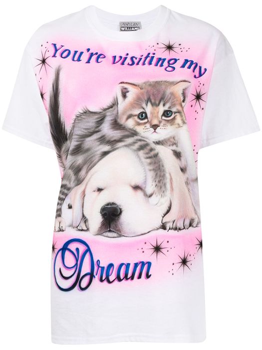 Ashley Williams airbrush kitten-print T-shirt - White