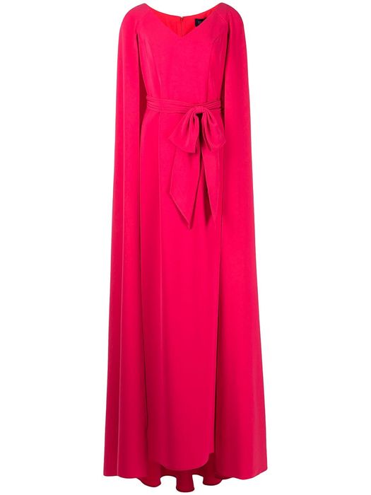 Marchesa Notte cape-detail long gown - Pink