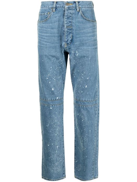 Facetasm distressed straight-leg jeans - Blue