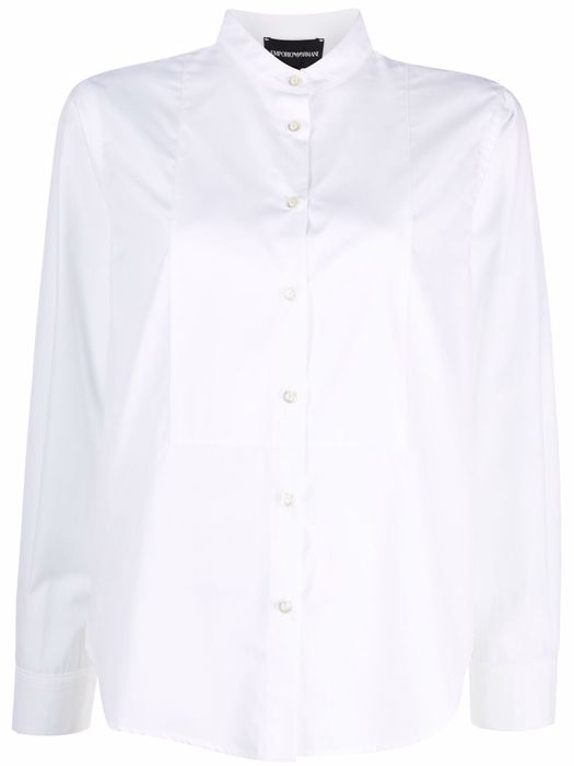 Emporio Armani band-collar cotton shirt - White