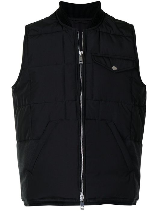 Caruso Padded Quilted zip-up gilet - Black