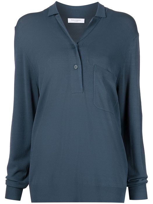 Equipment Adit long-sleeved polo top - Blue