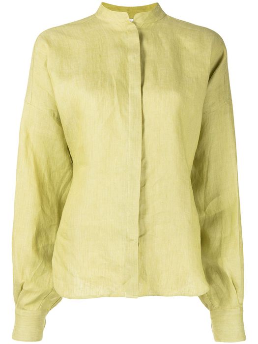 BONDI BORN bell-sleeved linen shirt - Green