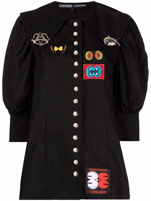 Chopova Lowena embroidered traditional shirt top - Black