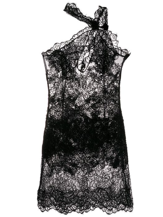Ermanno Scervino lace asymmetric-neck dress - Black