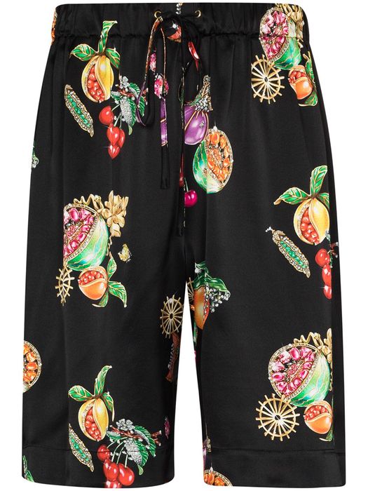 Edward Crutchley Hawaiian fruit print shorts - Black