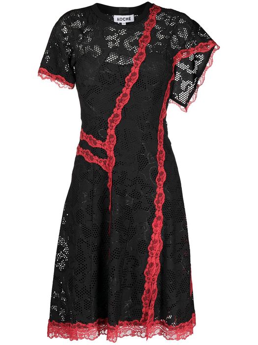 Koché asymmetric lace dress - Black