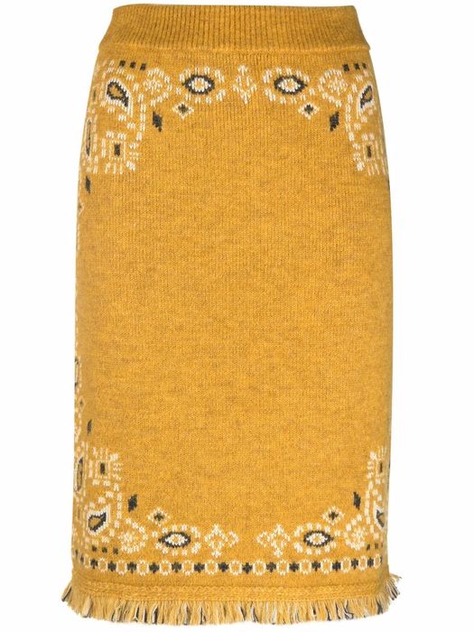 Alanui bandana knitted skirt - Yellow