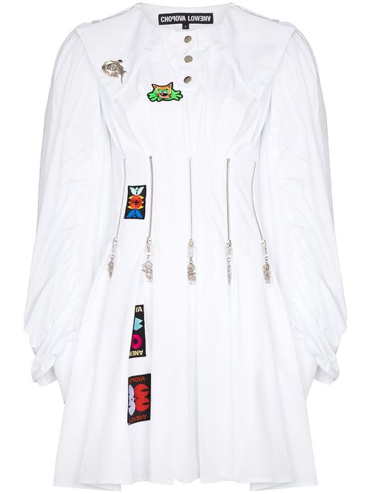 Chopova Lowena Daze zip-embellished pleated dress - White