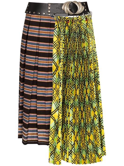 Chopova Lowena half and half argyle midi skirt - Yellow