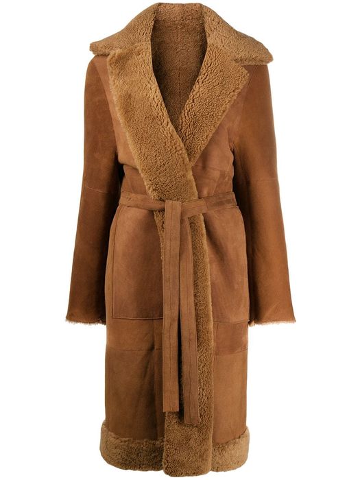 Liska panelled longline coat - Brown