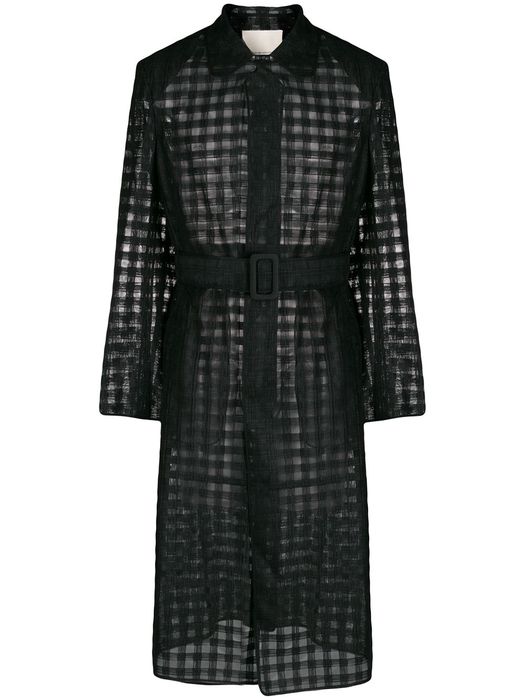 Marco De Vincenzo sheer check-pattern coat - Black