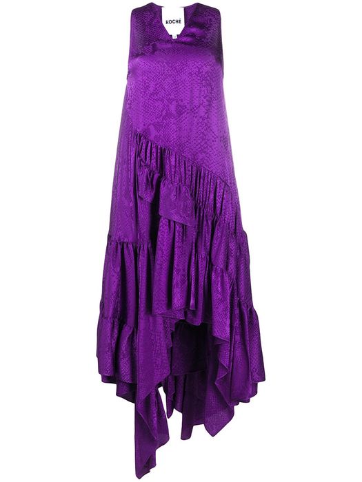 Koché asymmetric snake print dress - Purple