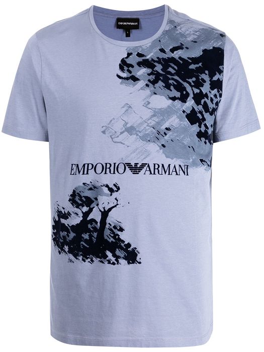 Emporio Armani abstract-print cotton T-Shirt - Purple