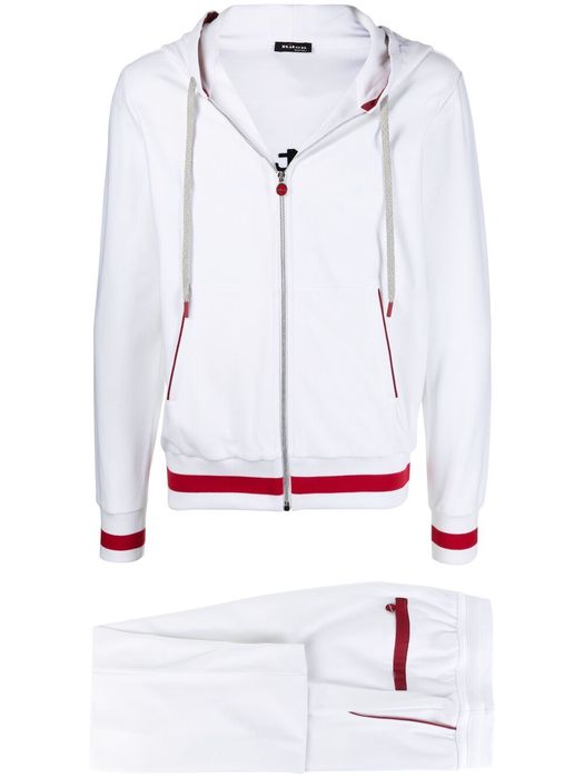 Kiton contrast-trim hoodie tracksuit - White