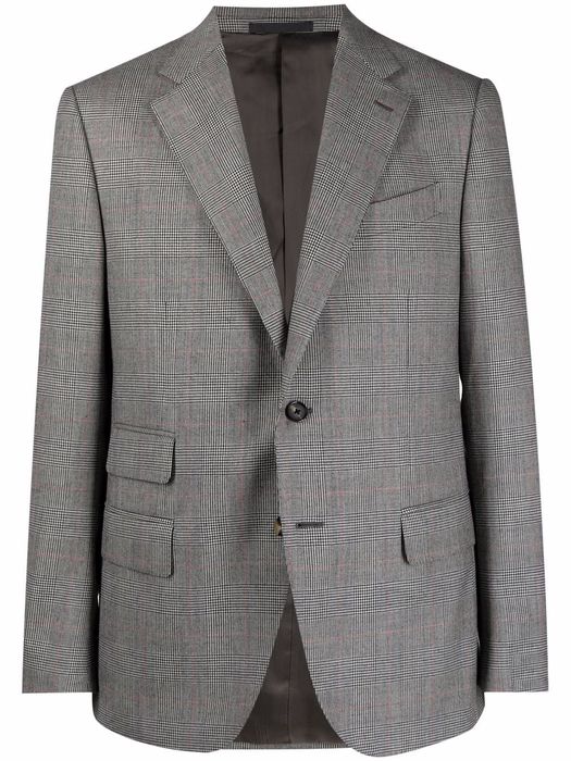 Caruso check-pattern wool blazer - Grey
