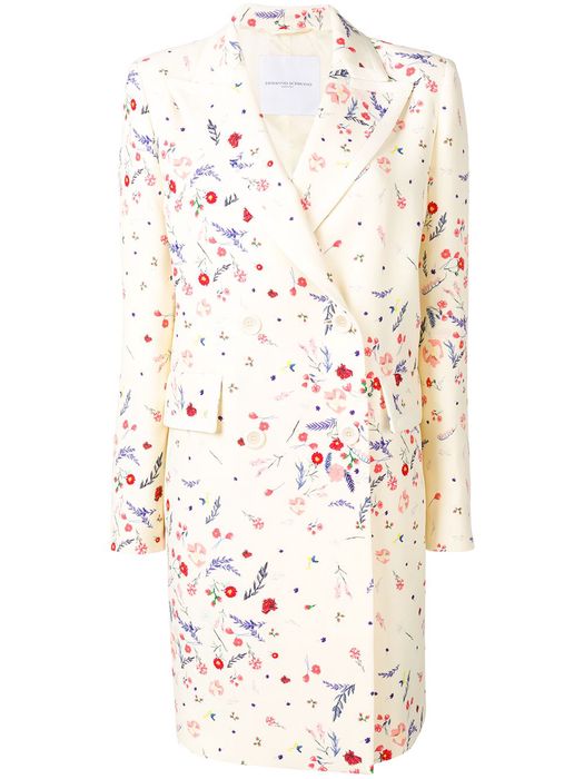 Ermanno Scervino floral print double-breasted coat - WHITE