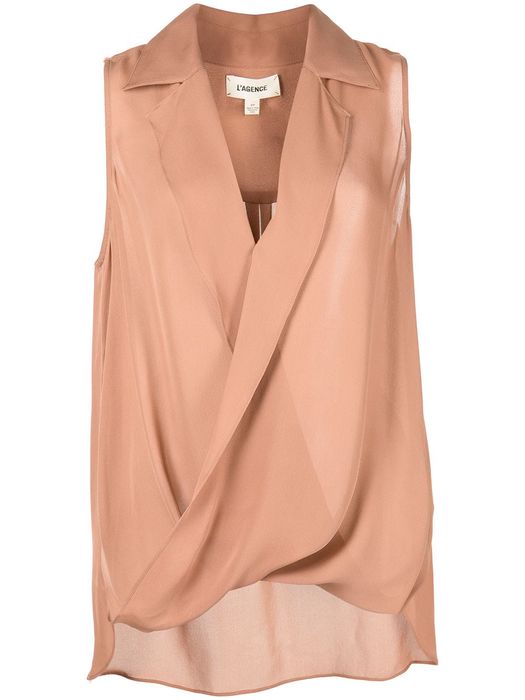 L'Agence drape-detail sleeveless blouse - Brown