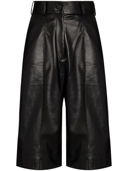 Materiel faux leather culottes - Black