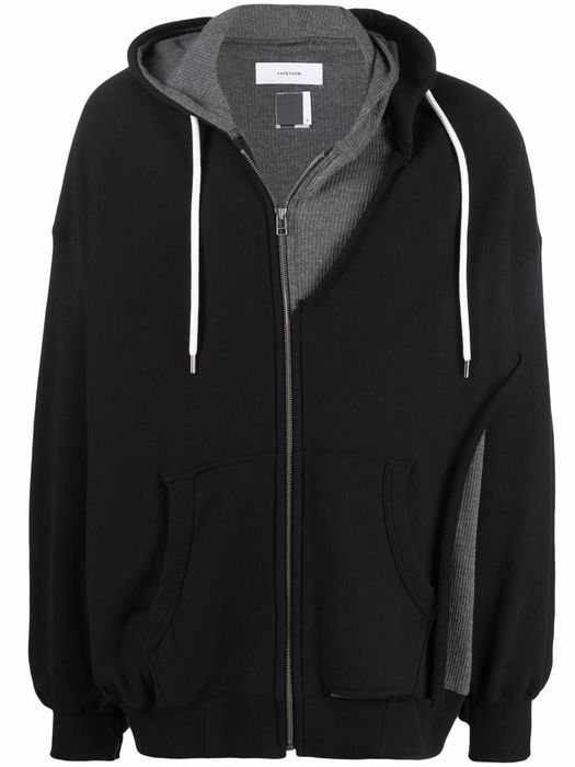 Facetasm layered zip-up hoodie - Black