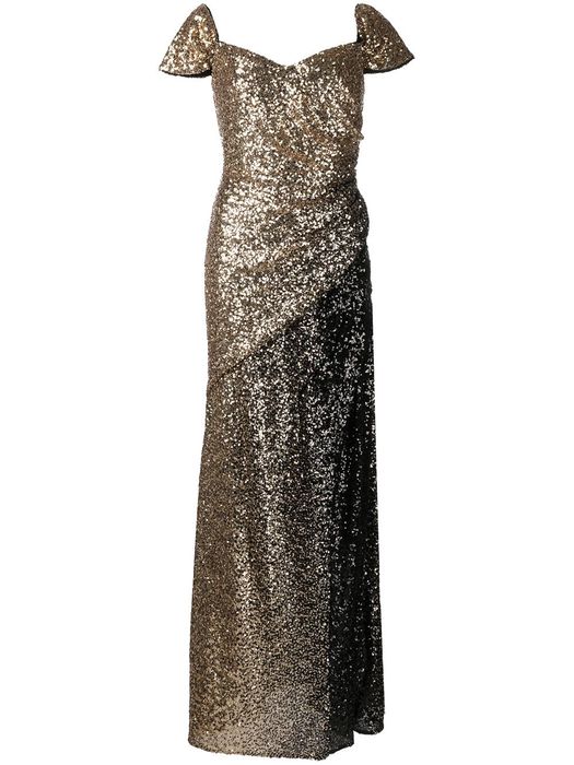 Badgley Mischka ombré sequin-embellished gown - Gold