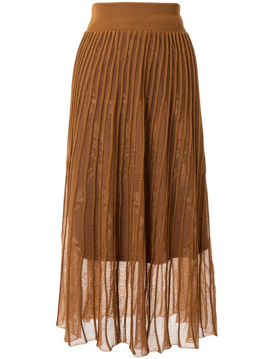 Mame Kurogouchi layered style ribbed skirt - Brown