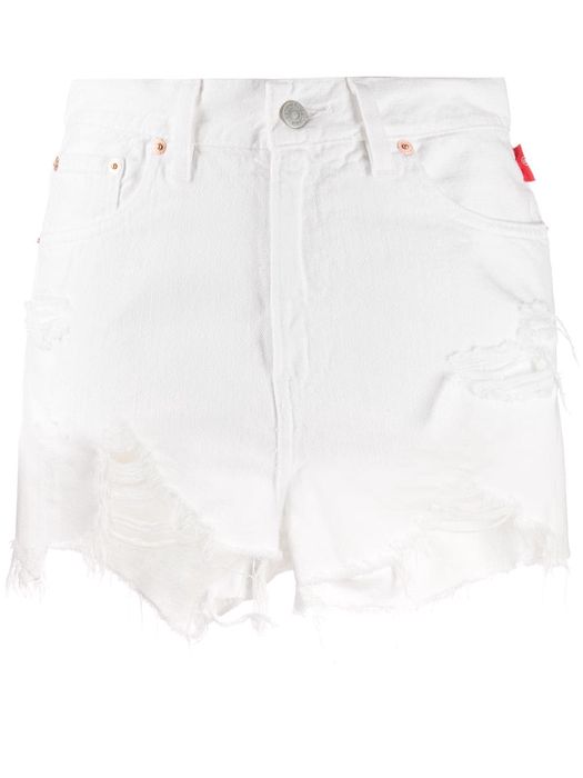 Denimist distressed denim shorts - White