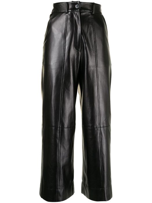 Materiel faux-leather three-pocket culottes - Black