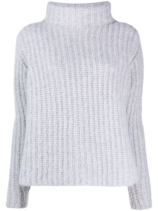 Kiton cable-knit roll neck jumper - Grey