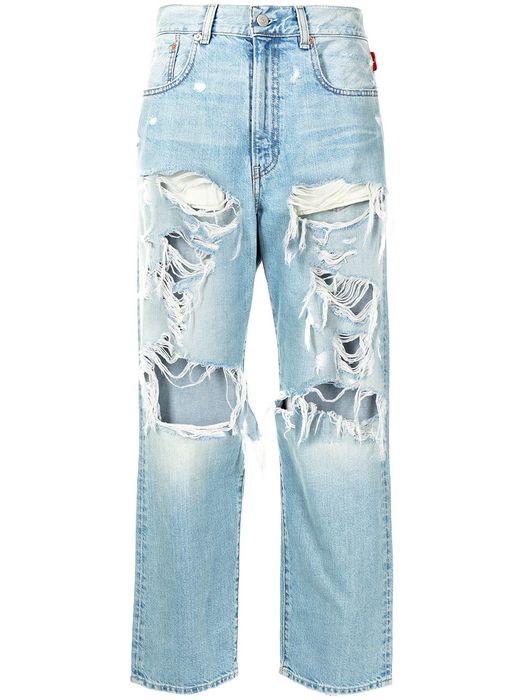 Denimist distressed-effect straight-leg jeans - Blue