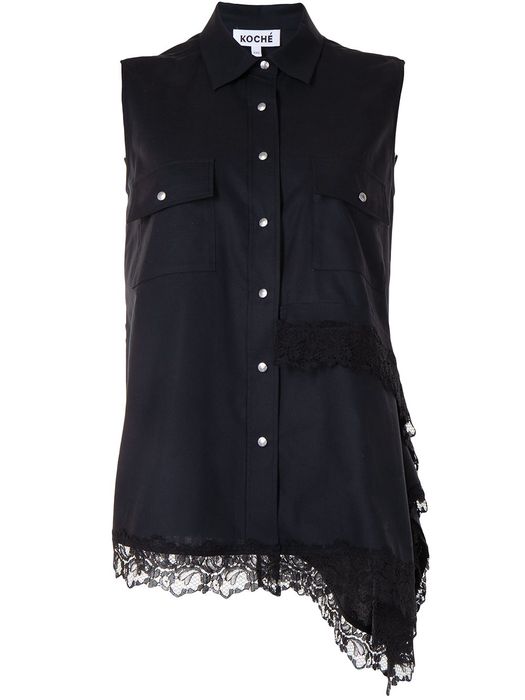 Koché asymmetrical sleeveless blouse - Black