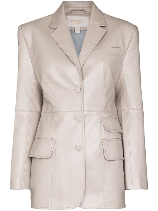 Materiel faux-leather single-breasted blazer - Neutrals