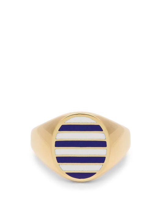 Jessica Biales - Enamel & 18kt Gold Ring - Womens - Blue