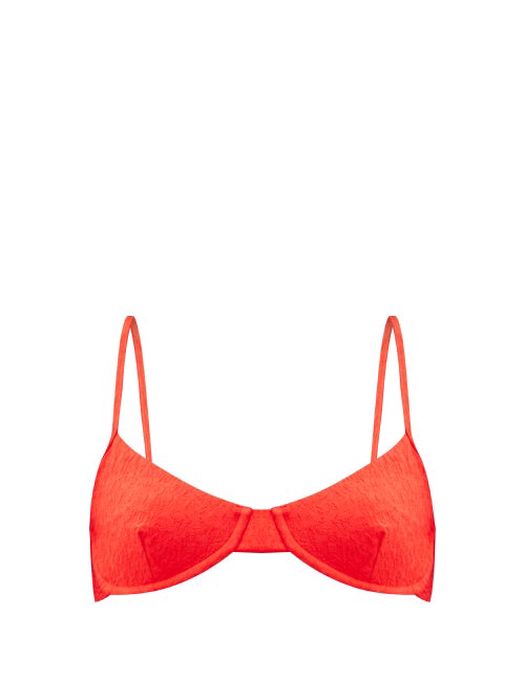 Mara Hoffman - Mazlyn Soft-cup Floral-cloqué Bikini Top - Womens - Red