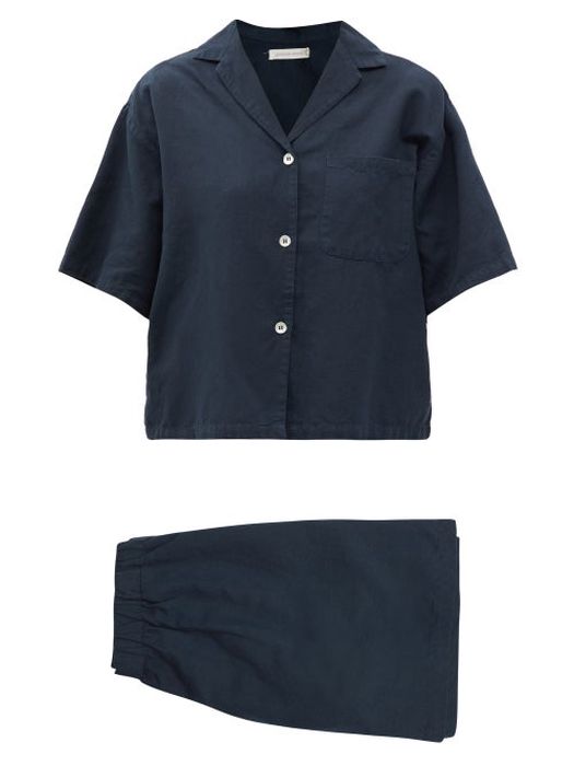 General Sleep - Camilla Organic Cotton-blend Pyjamas - Womens - Navy
