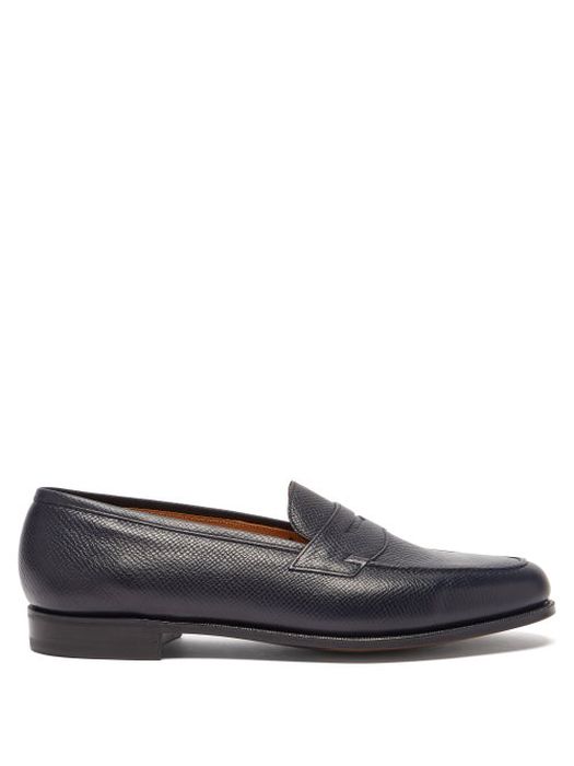 Edward Green - Duke Grained-leather Penny Loafers - Mens - Navy