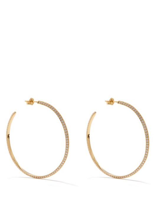 Lizzie Mandler - Othello Diamond & 18kt Gold Hoop Earrings - Womens - Yellow Gold