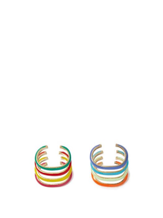 Fry Powers - Unicorn Rainbow Enamel & 14kt Gold Ear Cuffs - Womens - Multi
