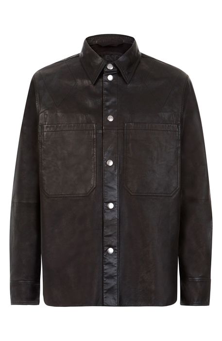 DIESEL(R) L-Brown Leather Shirt Jacket